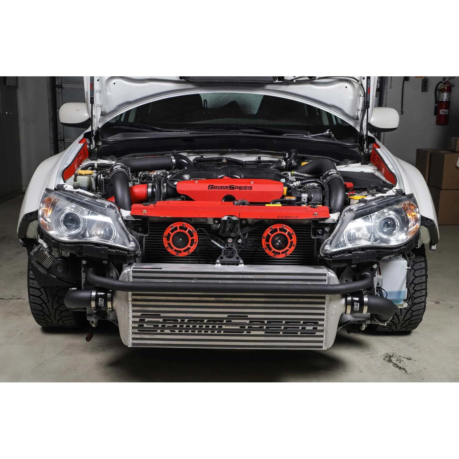 GrimmSpeed Front Mount Intercooler Kit - Raw Core with Black Piping - 2008-14 Subaru WRX