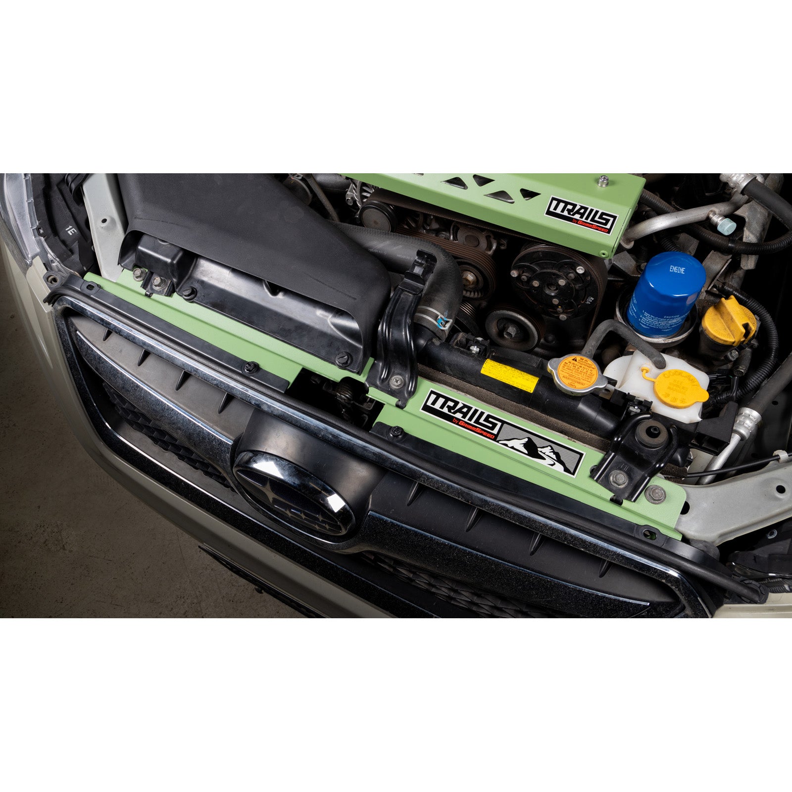 TRAILS by GrimmSpeed Radiator Shroud - Green - 2013-17 Subaru Crosstrek