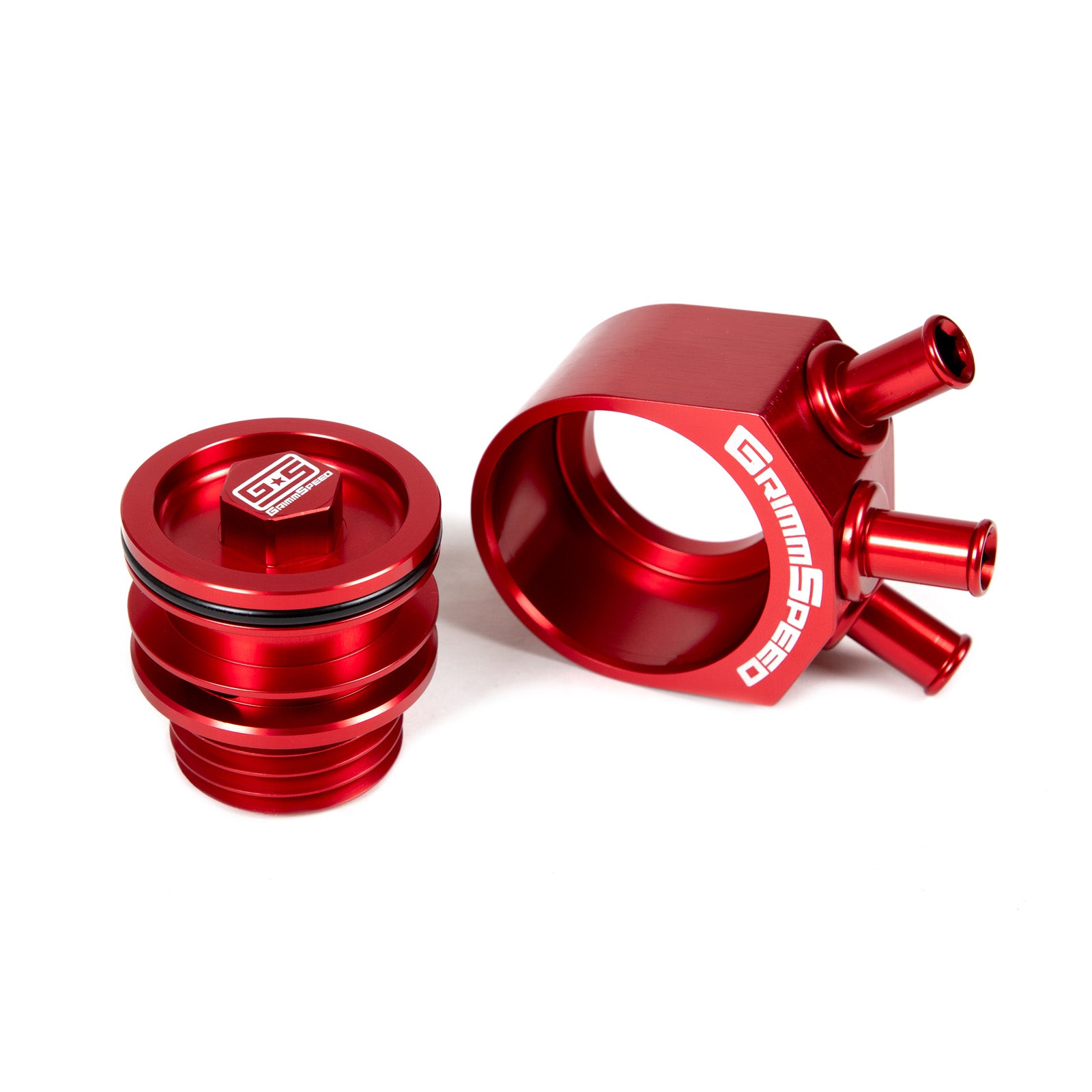 GrimmSpeed Air/Oil Separator - Red - 2008-14 Subaru WRX, 2005-09 Subaru Legacy GT - 0