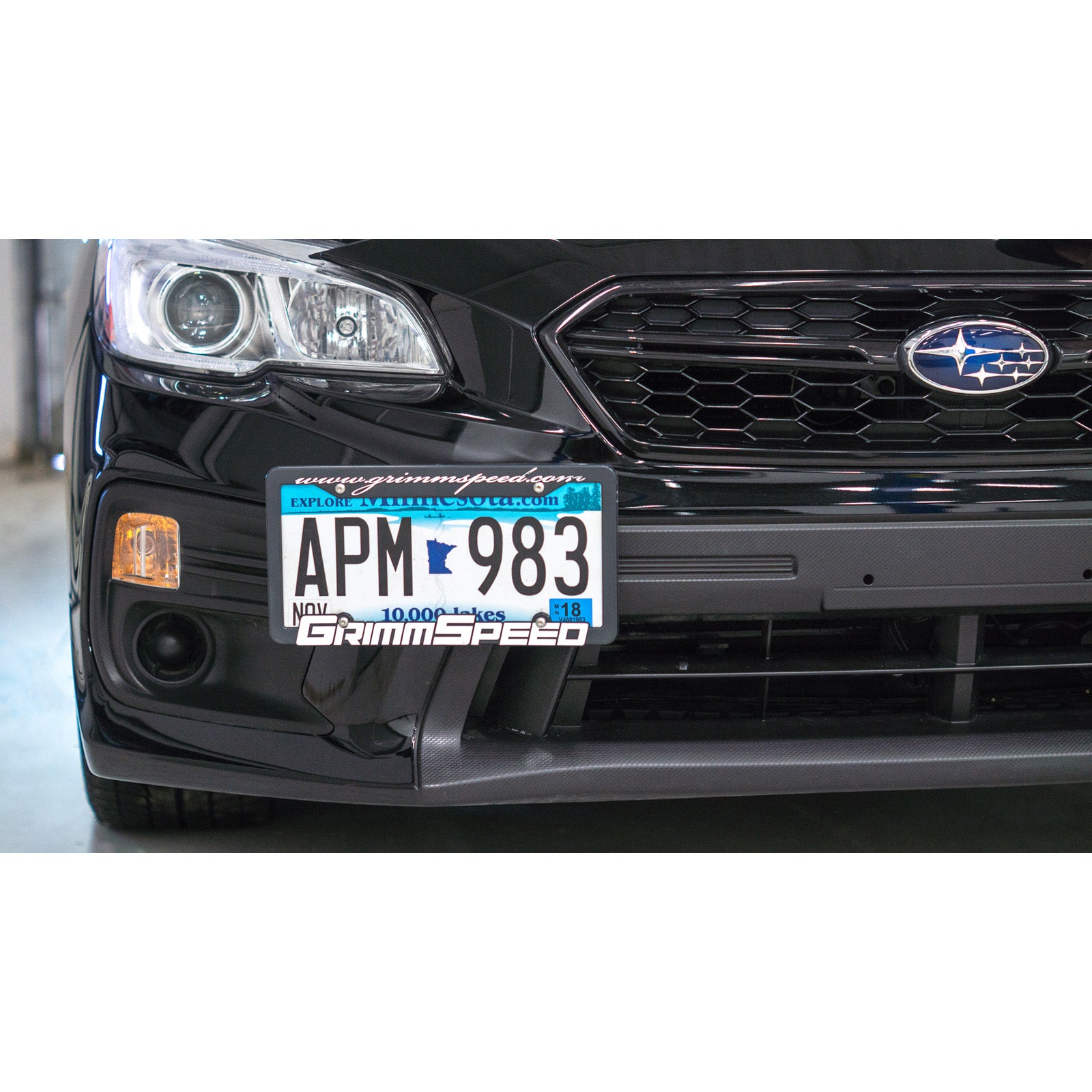 GrimmSpeed License Plate Relocation Kit - 2018+ Subaru WRX, 2018-21 Subaru STI, 2013+ Subaru BRZ, 2017+ Toyota 86