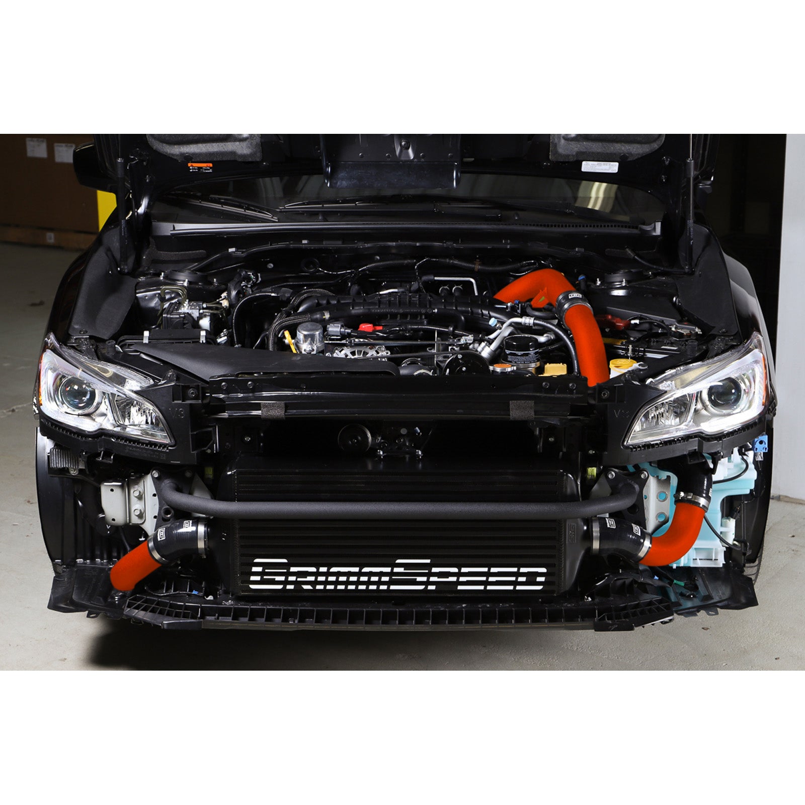 GrimmSpeed Front Mount Intercooler Kit - Black Core with Red Piping - 2015-21 Subaru WRX