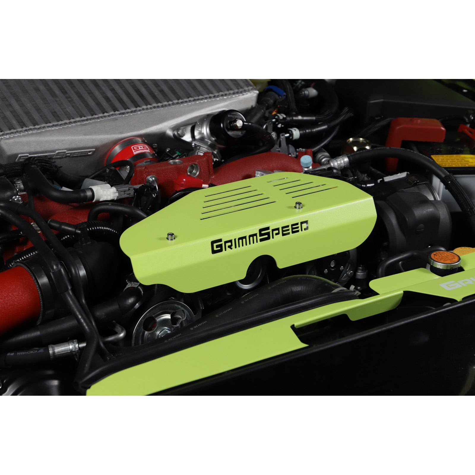 GrimmSpeed Alternator Cover - Neon Green - 2002-14 Subaru WRX, 2004-21 Subaru STI