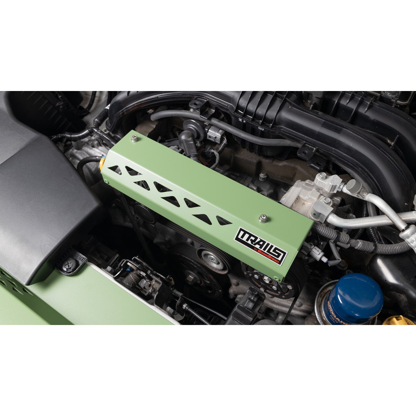 TRAILS by GrimmSpeed Pulley Cover - Green - 2018-23 Subaru Crosstrek - 0