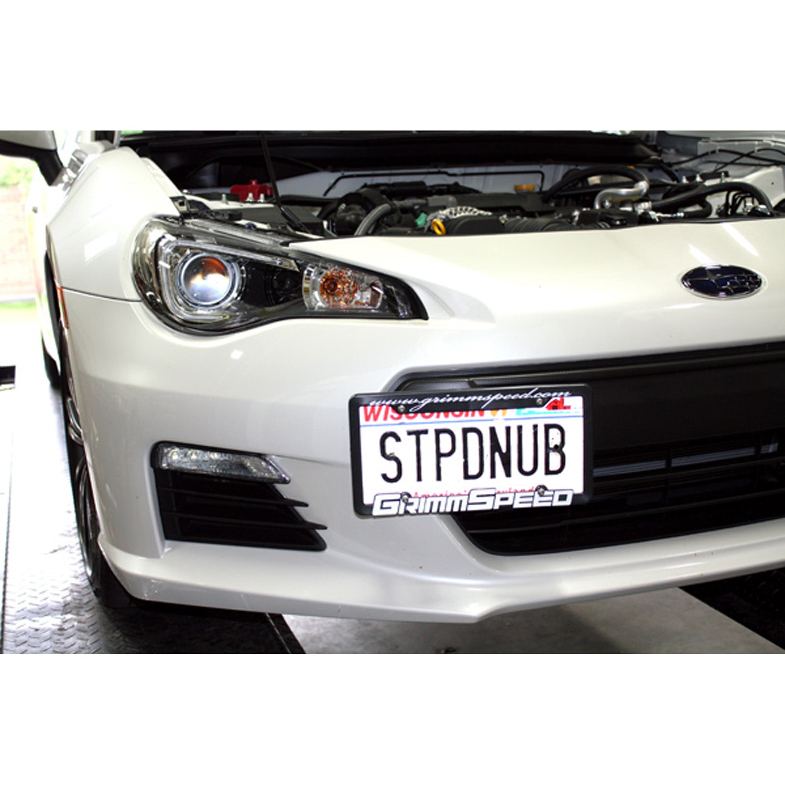 GrimmSpeed License Plate Relocation Kit - 2018+ Subaru WRX, 2018-21 Subaru STI, 2013+ Subaru BRZ, 2017+ Toyota 86